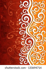 Abstract red vector floral illustration.