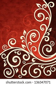 Abstract red vector floral illustration.