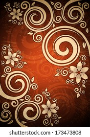 Abstract red vector floral illustration.