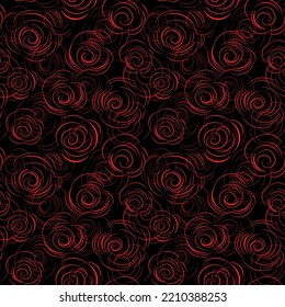 abstract red vector flowers pattern with black background, flower lines, draw flowers , abstract red flowers background, outline flowers pattern, seamless pattern