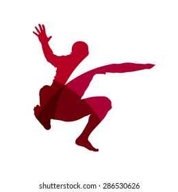 Abstract red vector jumping man