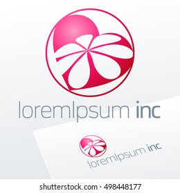 Abstract red vector logo. Emblem for Media, Fashion, Cosmetics