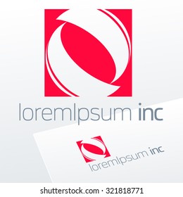 Abstract red vector logotype. Minimalistic emblem for Fashion, Cosmetics