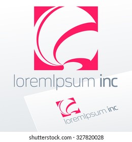 Abstract red vector logotype. Minimalistic emblem for Fashion, Cosmetics