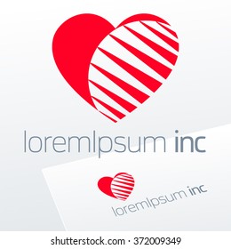 Abstract red vector sign. Logo for Media, Fashion, Cosmetics