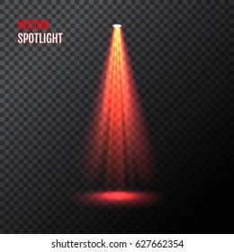 Abstract red vector spotlight on half transparent background.