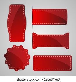 abstract red vector tags signs badges with dashed line around