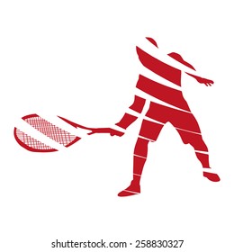 Abstract red vector tennis player