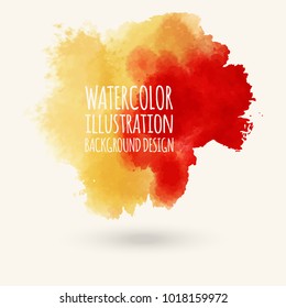Abstract red vector watercolor background. Vector illustration.