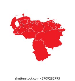 Mapa Abstractas Rojo Venezuela con Ciudades
