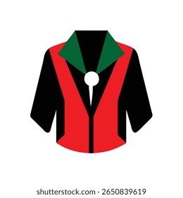 Resumo um colete vermelho com mangas colarinho verde em lembrança