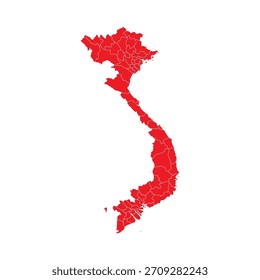 Mapa Abstractas Rojo de Vietnam con Ciudades