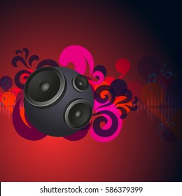 Abstract red vintage music background with round speakers. EPS10 vector.