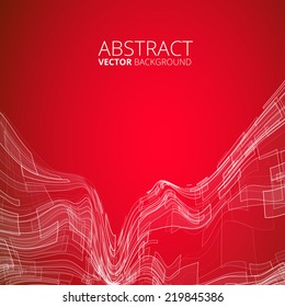 Abstract red  virtual wire vector background.