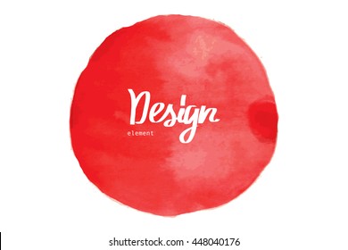 Abstract red watercolor circle background. Vector element for your design
