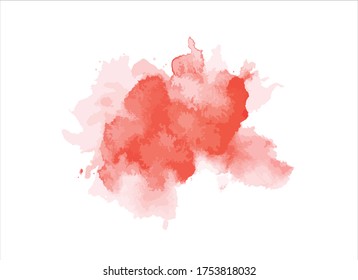 Abstract red watercolor on white background.
