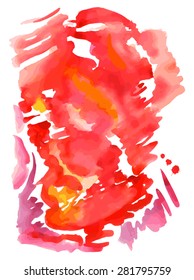 Abstract red watercolor portrait background isolated on white, vector illustration