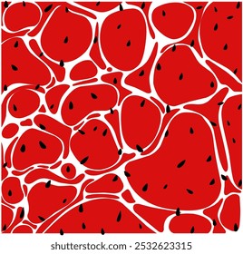 Abstract red watermelon and white liquid background texture