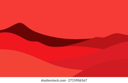 Abstract red wave background with dynamic layered fluid curve shapes