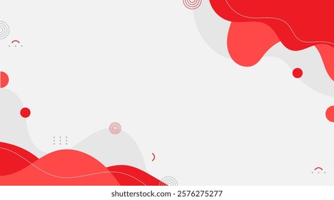 Abstract Red Wave Background with Geometric Accents and Copy Space