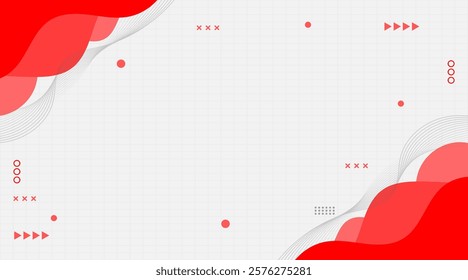 Abstract Red Wave Background with Geometric Accents and Copy Space