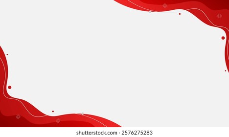 Abstract Red Wave Background with Geometric Accents and Copy Space