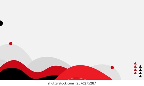 Abstract Red Wave Background with Geometric Accents and Copy Space