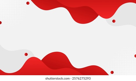 Abstract Red Wave Background with Geometric Accents and Copy Space