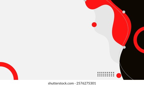 Abstract Red Wave Background with Geometric Accents and Copy Space