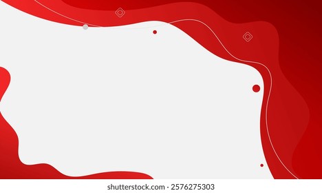 Abstract Red Wave Background with Geometric Accents and Copy Space