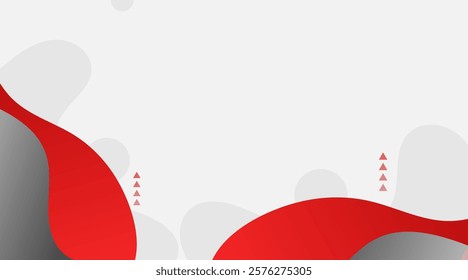 Abstract Red Wave Background with Geometric Accents and Copy Space