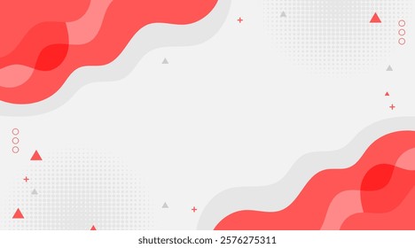 Abstract Red Wave Background with Geometric Accents and Copy Space