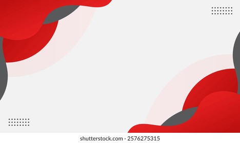 Abstract Red Wave Background with Geometric Accents and Copy Space