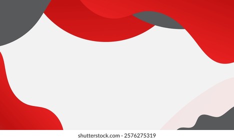 Abstract Red Wave Background with Geometric Accents and Copy Space