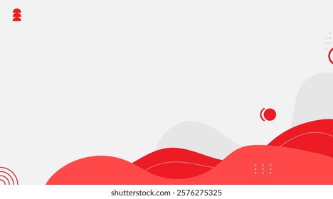 Abstract Red Wave Background with Geometric Accents and Copy Space