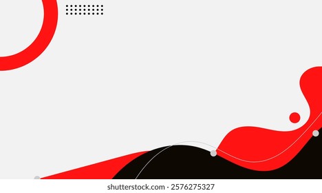 Abstract Red Wave Background with Geometric Accents and Copy Space