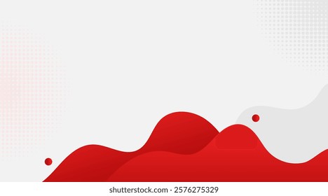 Abstract Red Wave Background with Geometric Accents and Copy Space