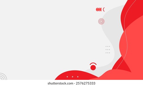 Abstract Red Wave Background with Geometric Accents and Copy Space