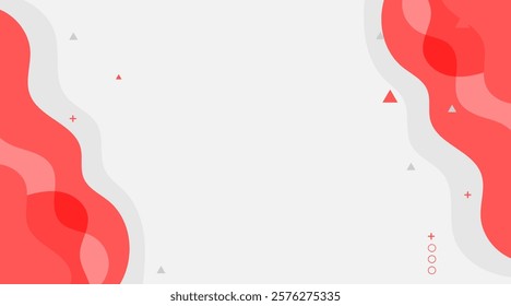 Abstract Red Wave Background with Geometric Accents and Copy Space