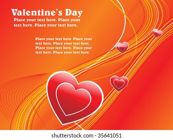 abstract red wave background with heart and curve lines