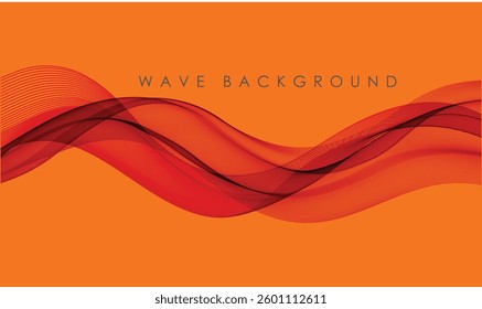 Abstract Red Wave Background on Orange, Vector Illustration.

