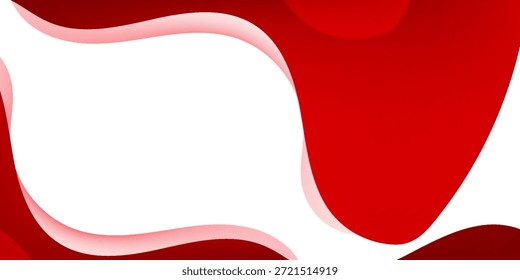 Fundo abstrato de onda vermelha em branco com formas curvas suaves e espaço de cópia. Conceito de tecnologia futurista