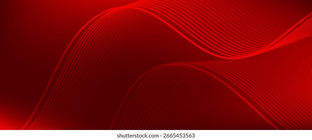 Abstractas fondo de onda roja con líneas curvas suaves y tonos degradados, creando un diseño de Vector moderno y dinámico para proyectos digitales y creativos.
