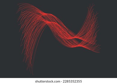 Abstract Red wave Brown lines Background.