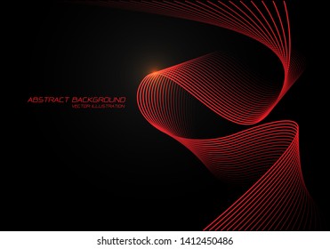 Abstract red wave curve 3D light on black design modern futuristic background vector illustration.