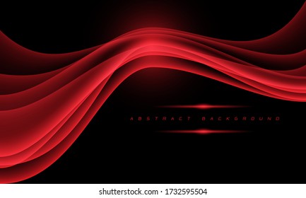 Abstract red wave curve with blank space on black design modern futuristic background vector illustration.