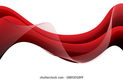 Abstrakte rote Wellenkurve auf weißem Design, moderne futuristische Hintergrund, Vektorgrafik.