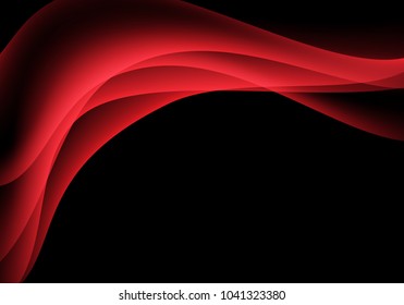 Abstract red wave curve smooth smoke on black blank space design modern luxury background vector illustration.