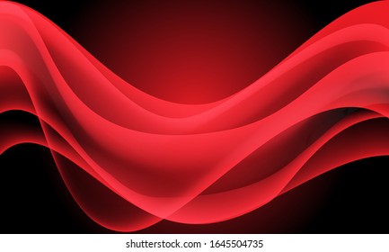 Abstract red wave curve smooth on black design modern luxury technology background vector illustration.