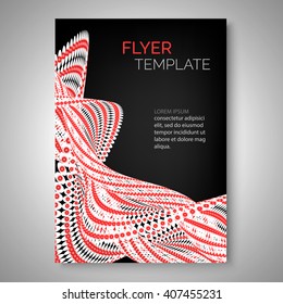 Abstract red wave design for flyer, cover, poster, banner. Colorful abstract template. Vector illustration.